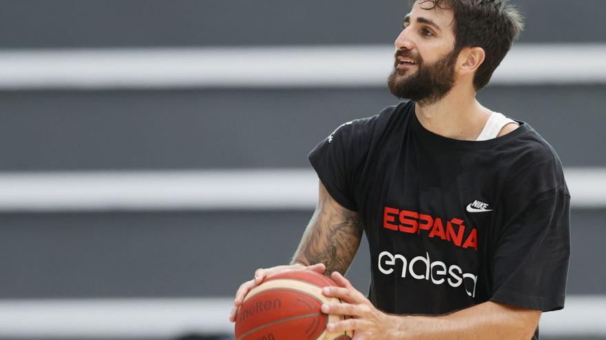 Ricky Rubio durante un entrenamiento con la selección española de baloncesto. |  // EFE