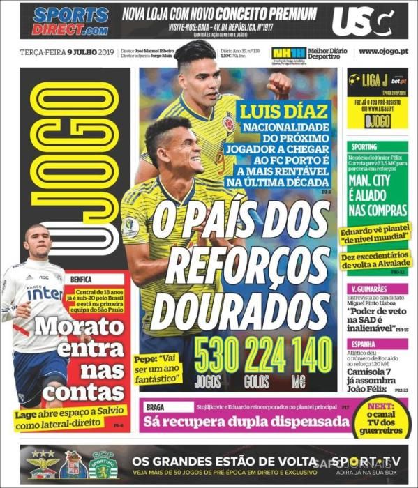 Portada O JOGO martes 9 de julio 2019