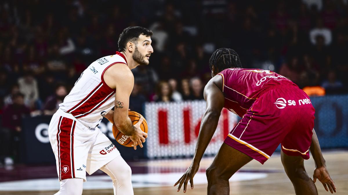 Marco Spissu, en el último encuentro del Casademont Zaragoza ante el Hiopos Lleida.
