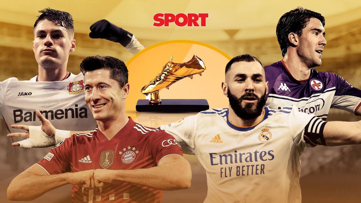 Lewandowski, Vlahovic, Schick y Benzema luchan por la Bota de Oro