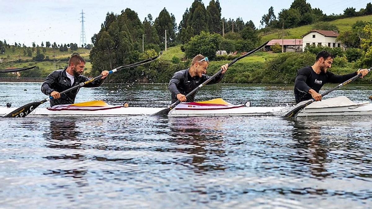 El K-4 español, durante un entrenamiento.