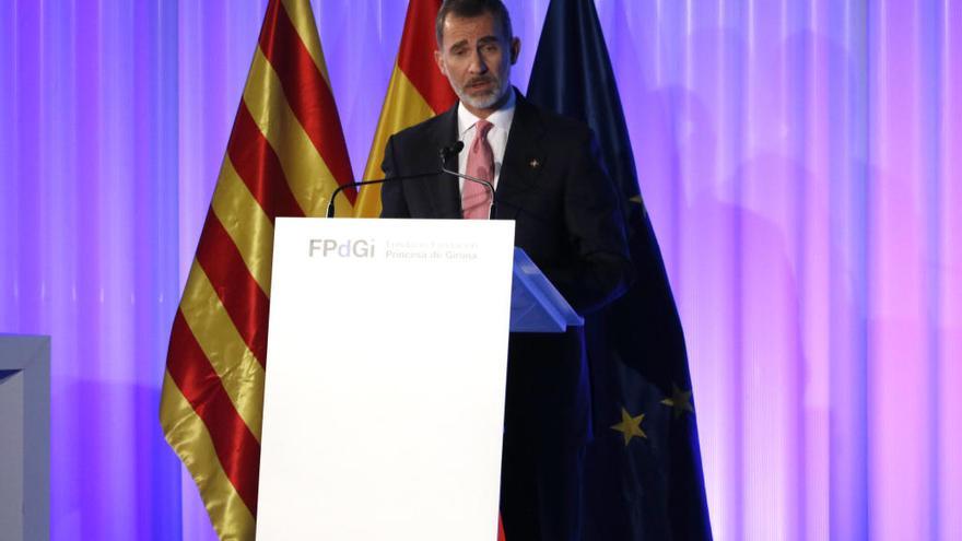 Felip VI durant el seu discurs a l&#039;entrega dels Premis FPdGi de l&#039;any passat