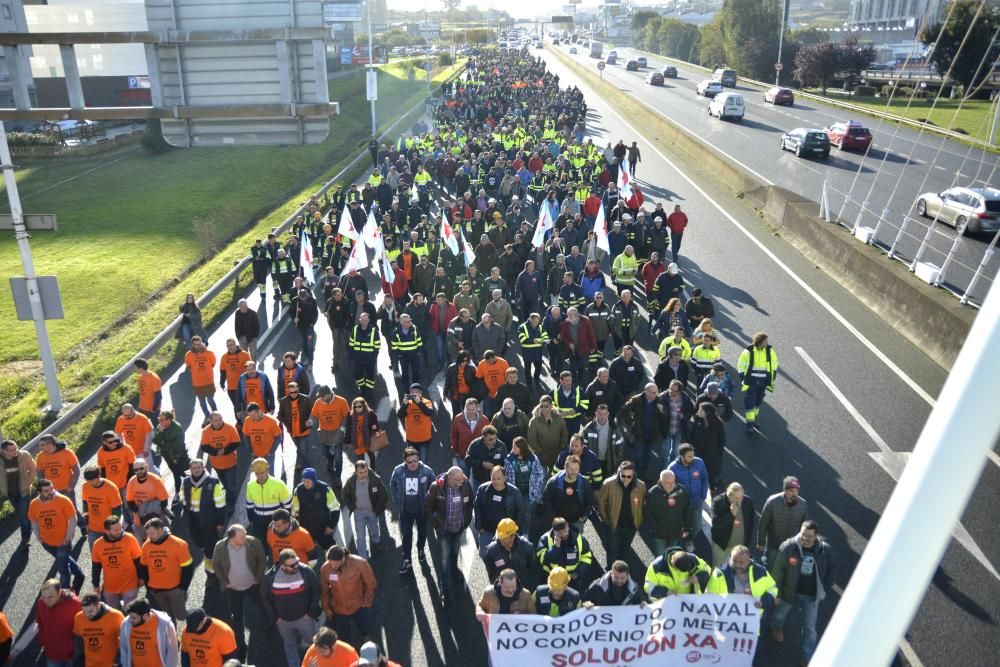 Manifestación en A Coruña de auxiliares del naval