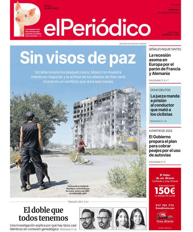 La portada d’EL PERIÓDICO del 24 d’agost del 2022