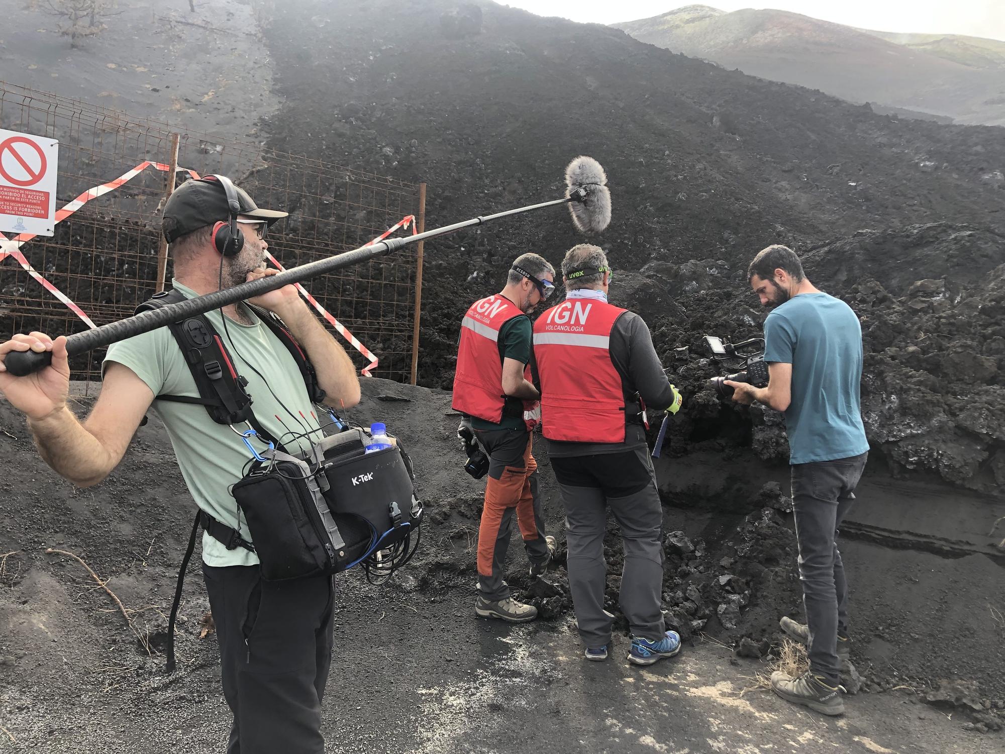 En imágenes: Grabación del documental sobre el volcán de La Palma