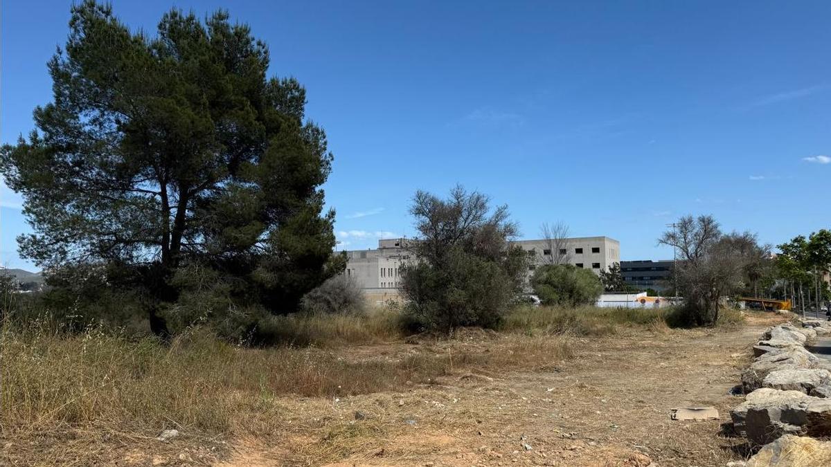 Imagen del terreno donde se creará el aparcamiento provisional en Can Misses.