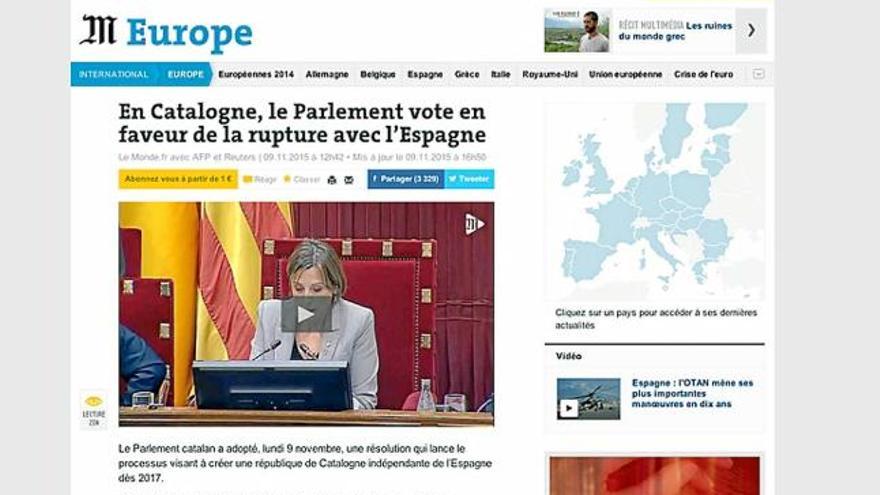 La notícia sobre la declaració independentista al francès Le Monde