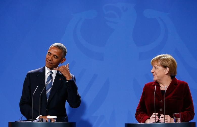 Imagen de archivo de Obama y Merkel, durante una rueda de prensa en Berlín.