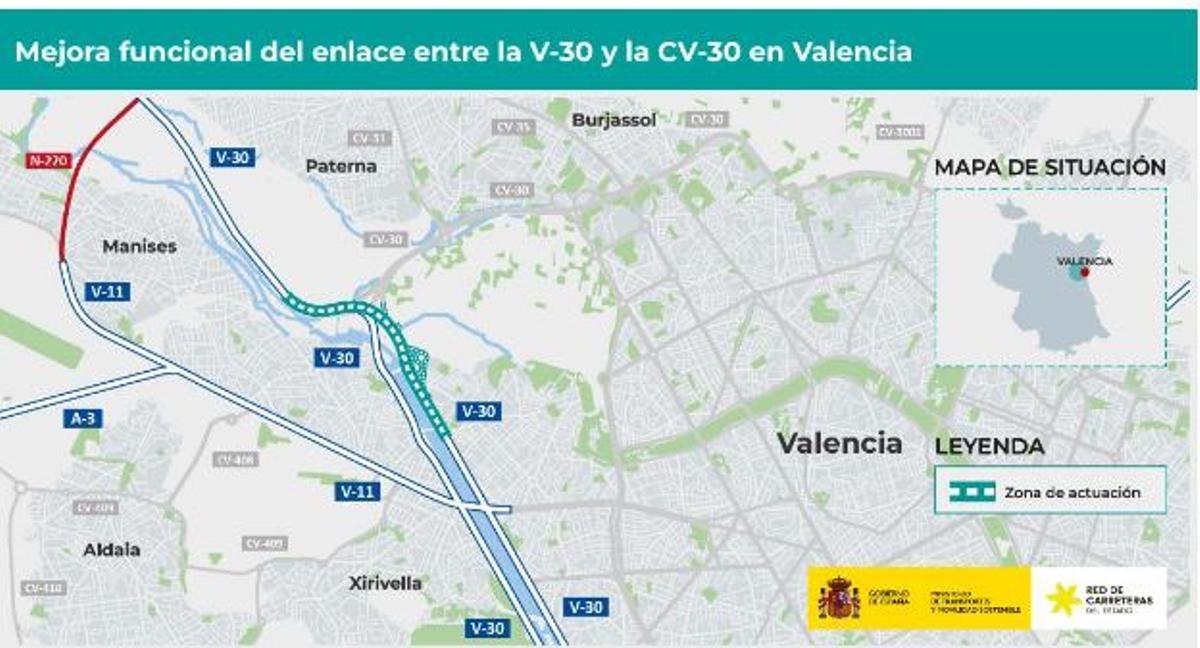 Plano que siviliza la zona afectada por las obras.