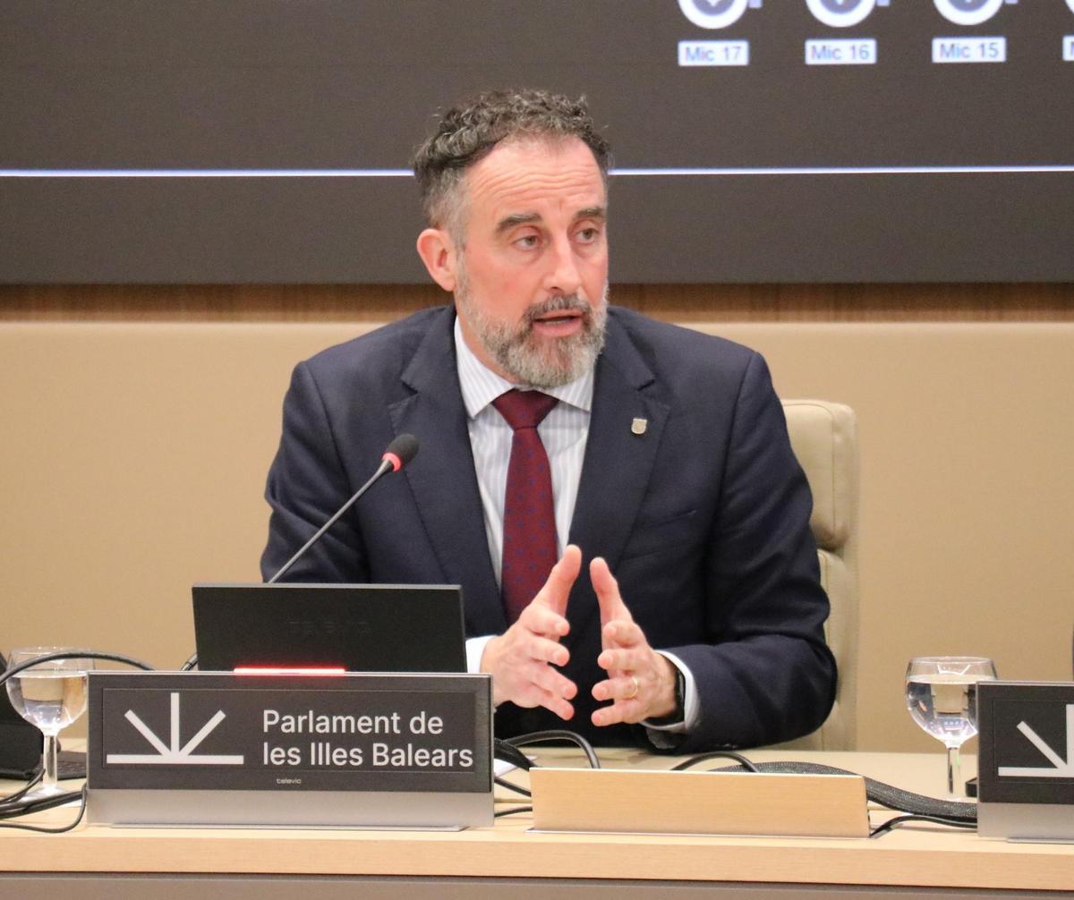 El conseller de Vivienda, Territorio y Movilidad, José Luis Mateo, en la comparecencia del Parlament.