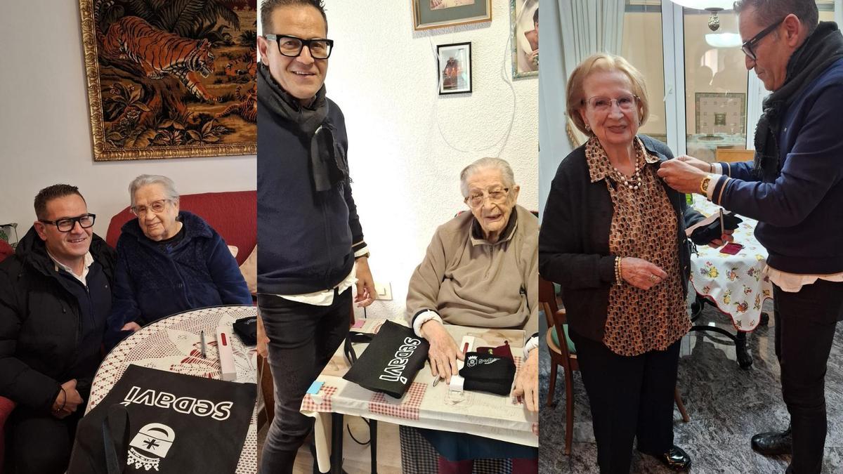 El alcalde Cabanes con Matilde Ramón Caballer, Rosa Jiménez Real i Francisca Baixauli Muñoz.