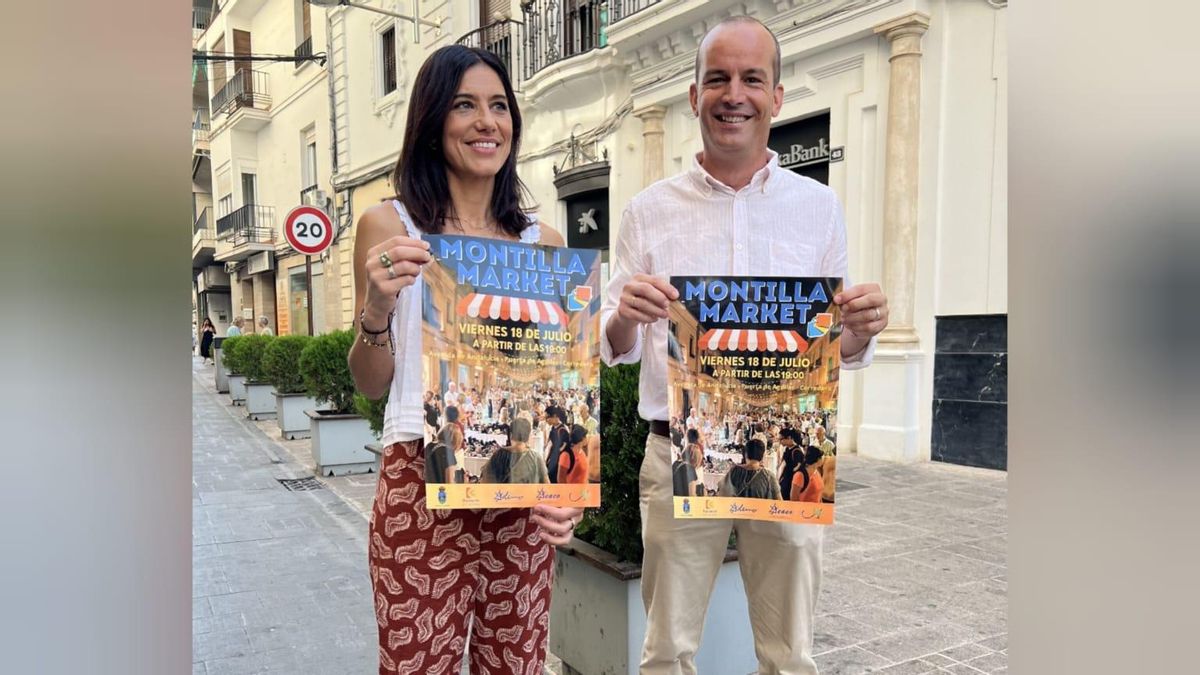 Ana Jiménez y Valeriano Rosales, durante la presentación del Montilla Market.