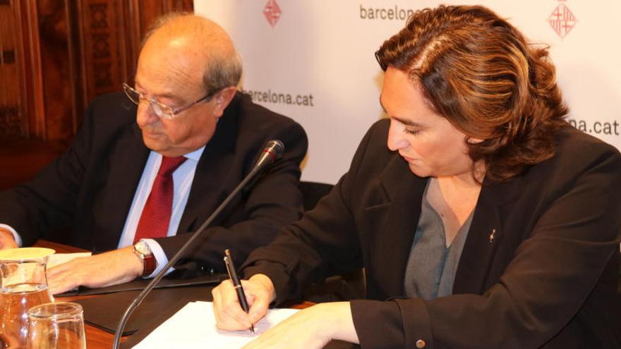 Ada Colau,i el president de la Junta Constructora de la Sagrada Família.