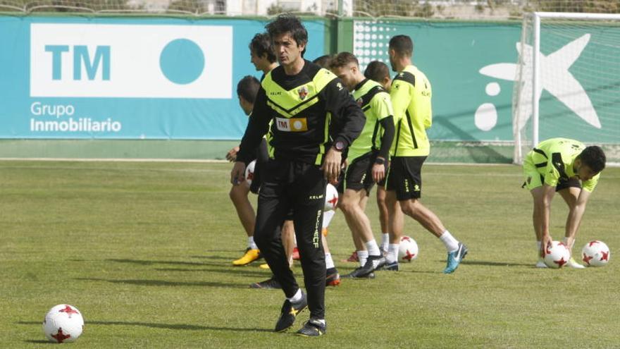 Pacheta, durante el entrenamiento de esta mañana