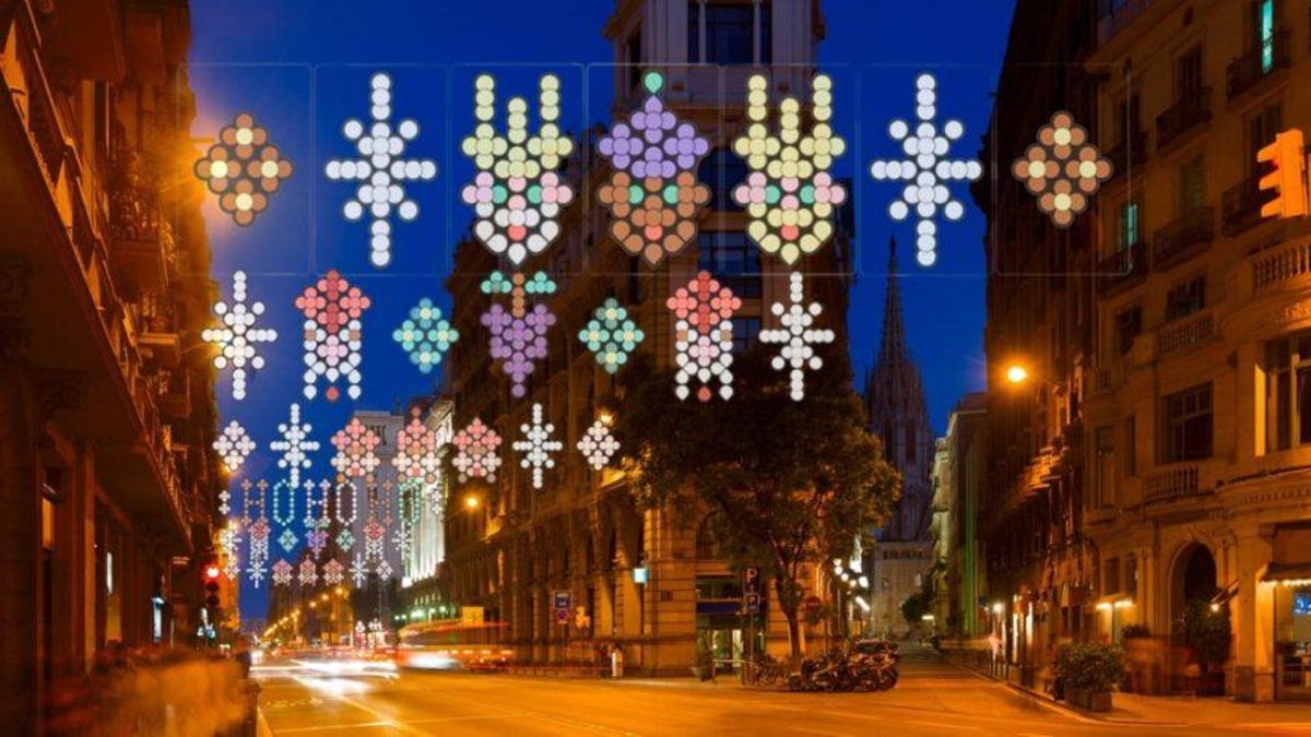 Recreación de las luces de Navidad en Via Laietana.