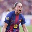 15/11/2025 Ewa Barbara Pajor of FC Barcelona celebrates a goal during the Spanish Women league, Liga F, football match played between FC Barcelona and Real Madrid CF at Estadi Olimpic Lluis Companys on November 15, 2025 in Barcelona, Spain. DEPORTES Javier Borrego / AFP7 / Europa Press
