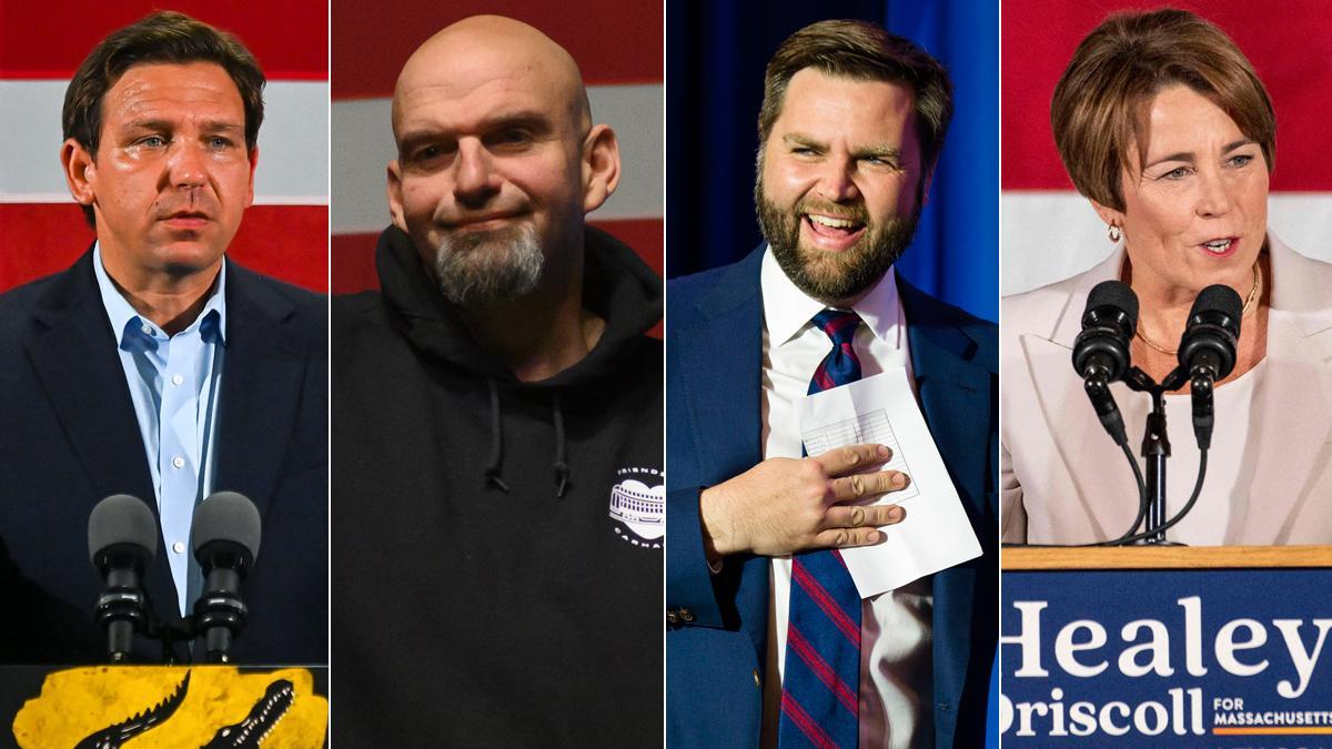 Ron DeSantis, John Fetterman, JD Vance y Maura Healey.