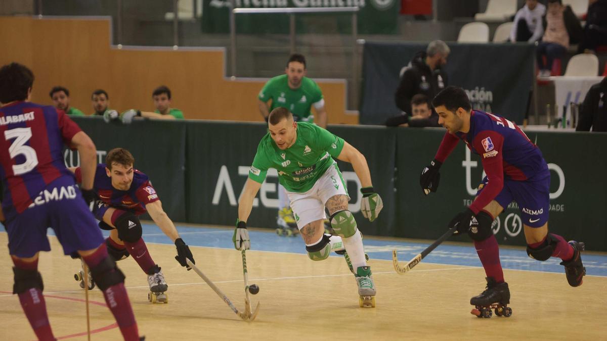 César Carballeira, en el partido contra el Barça.