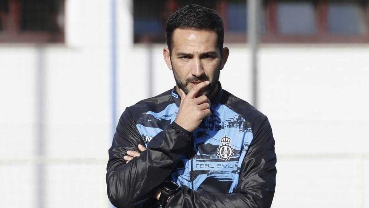 Dani Vidal, durante el entrenamiento de hoy en La Toba.