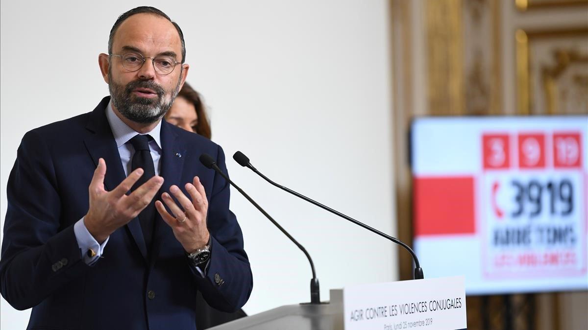 El primer ministro francés, Edourd Philippe, durante una charla contra la violencia de género, este lunes. El primer ministro francés, Edourd Philippe, durante una charla contra la violencia de género, este lunes.