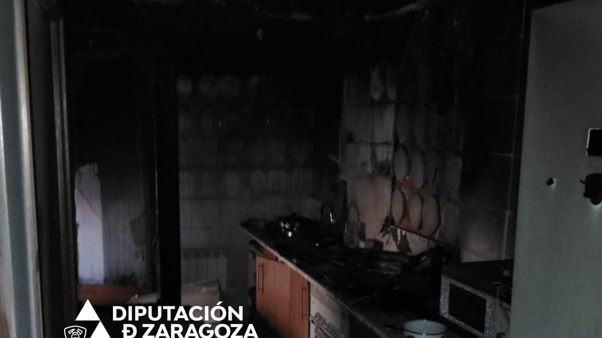 Este es el estado en el que ha quedado la cocina de la vivienda.