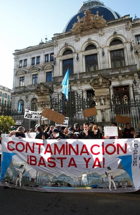 Concentración de plataformas anticontaminación ante la Junta General