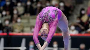 La gimnasta rusa Angelina Melnikova, en el Mundial de Japón de 2021.