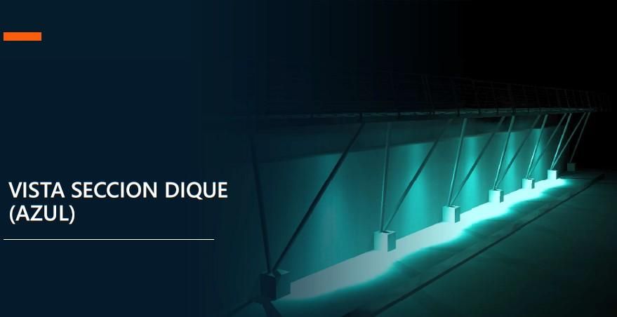 Aspecto de la iluminación de base de color azul que podrá modificarse a distintos efectos