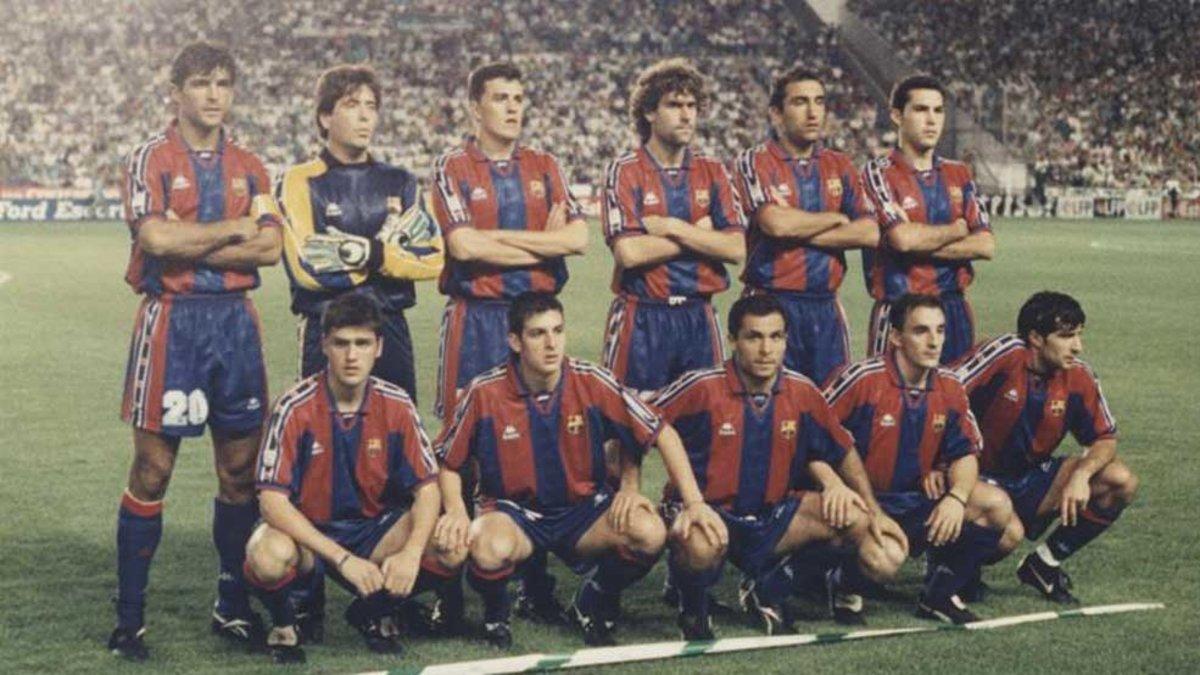 El equipo que presentó Cruyff en el Villamarín en octubre de 1995, con ocho canteranos