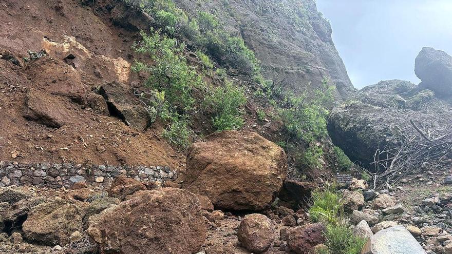El barranco de Guayadeque registra importantes desprendimientos