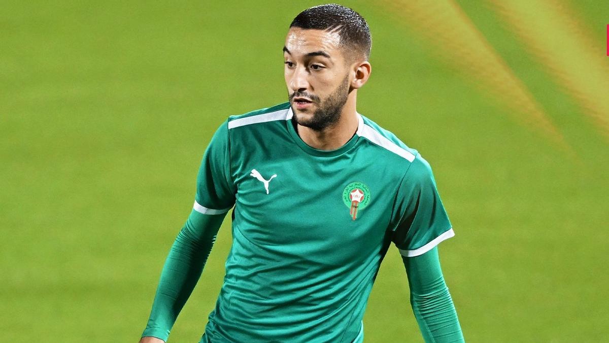 Ziyech, en un entreno con la selección.