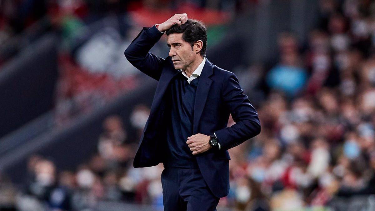 Marcelino García Toral, durante un partido del Athletic Club en San Mamés