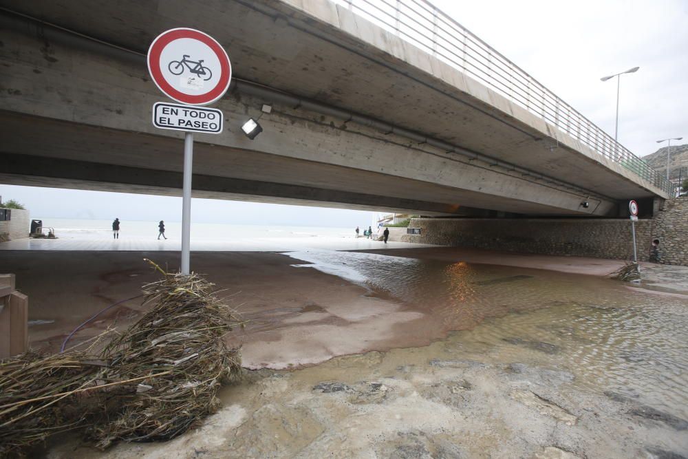 Así ha quedado la zona de la Albufereta tras el aguacero de ayer