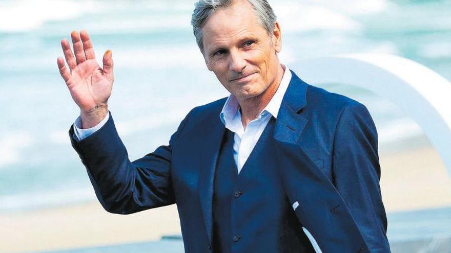 Viggo Mortensen, ayer, en San Sebastián.