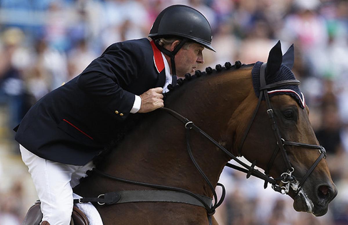 El genet britànic Nick Skelton, de 54 anys i el campió olímpic de més edat de Londres 2012.