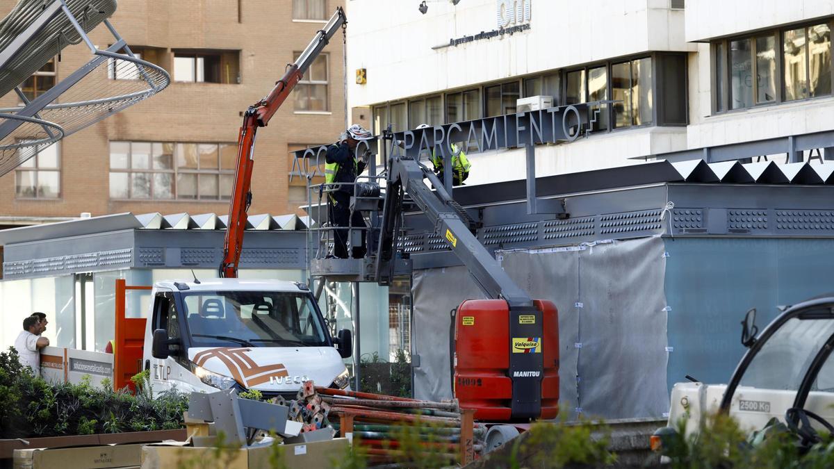 Obras en la Plaza Salamero a finales de abril
