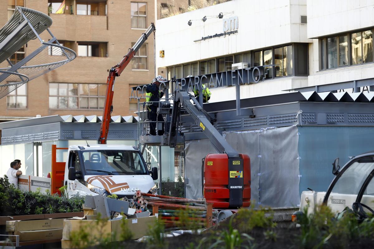 Obras en la Plaza Salamero a finales de abril