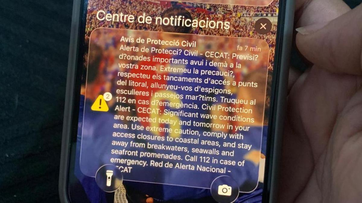 L'alerta rebuda als mòbils aquest dijous