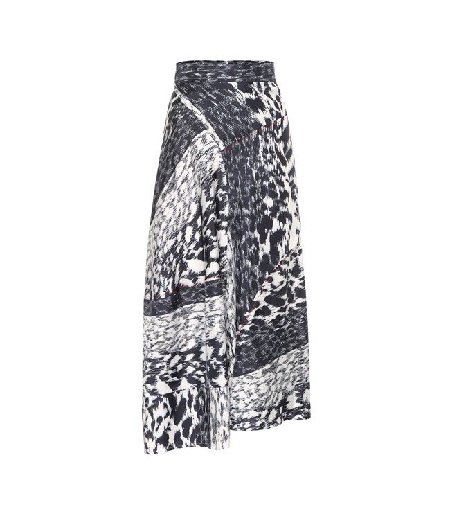 Falda midi de seda con estampado &#039;animal print&#039; de leopardo, de Victoria Beckham