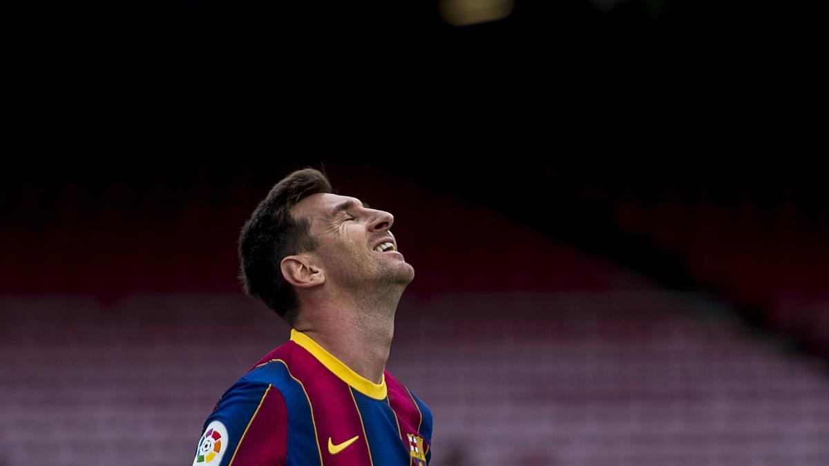 Leo Messi  durante el partido de liga contra el Celta