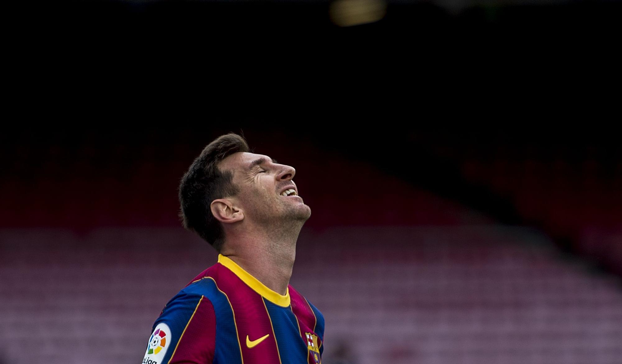 Leo Messi  durante el partido de liga contra el Celta