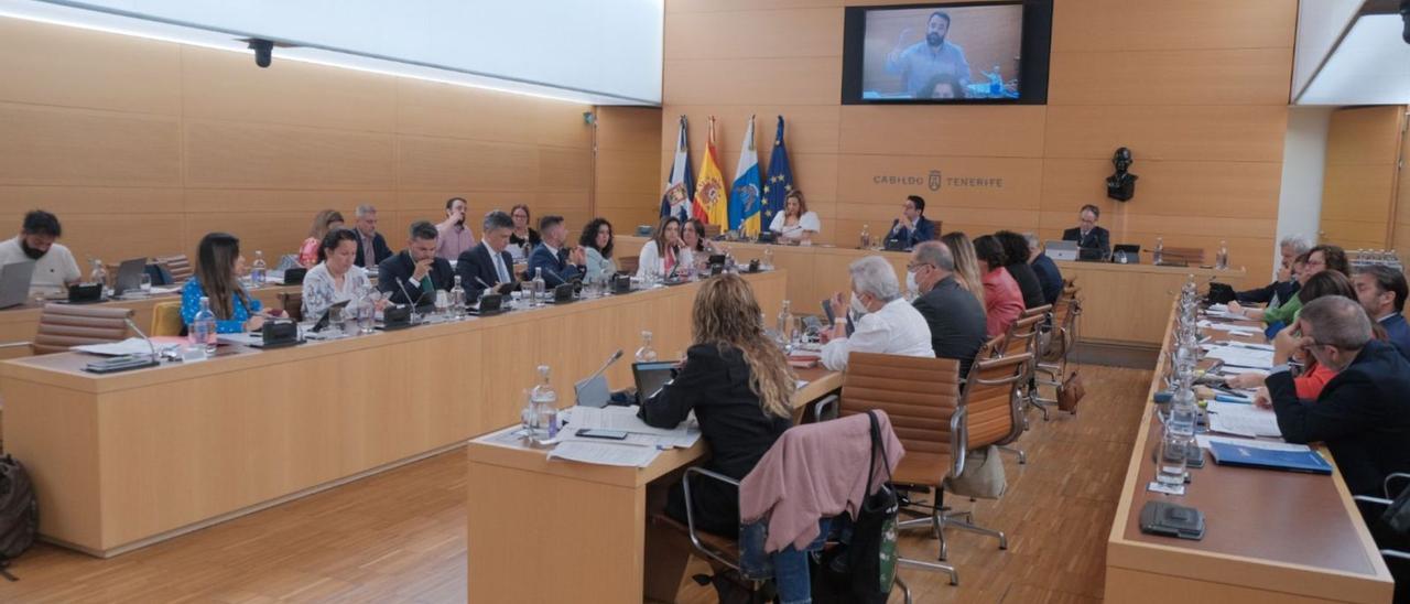 Un  momento del pleno del Cabildo insular de Tenerife celebrado ayer.