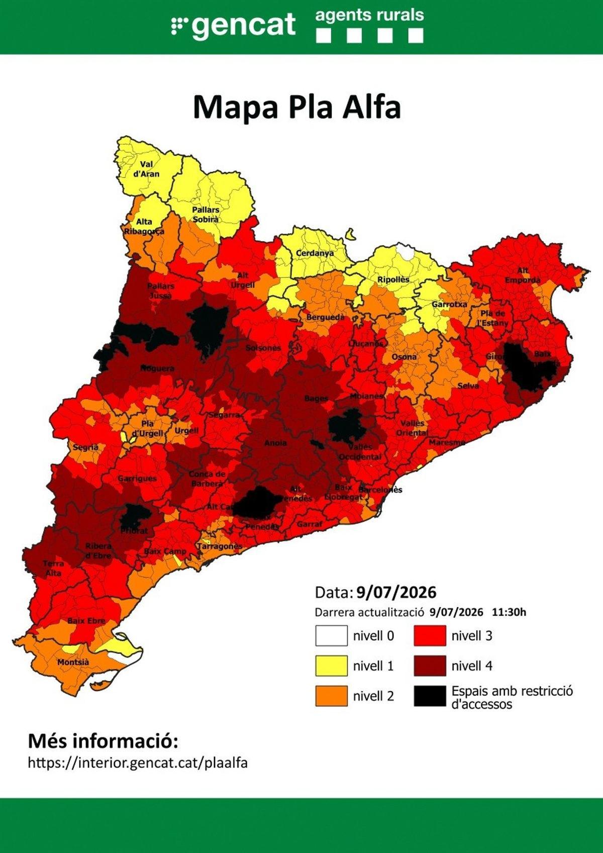 Mapa del Pla Alfa a Catalunya aquest migdia