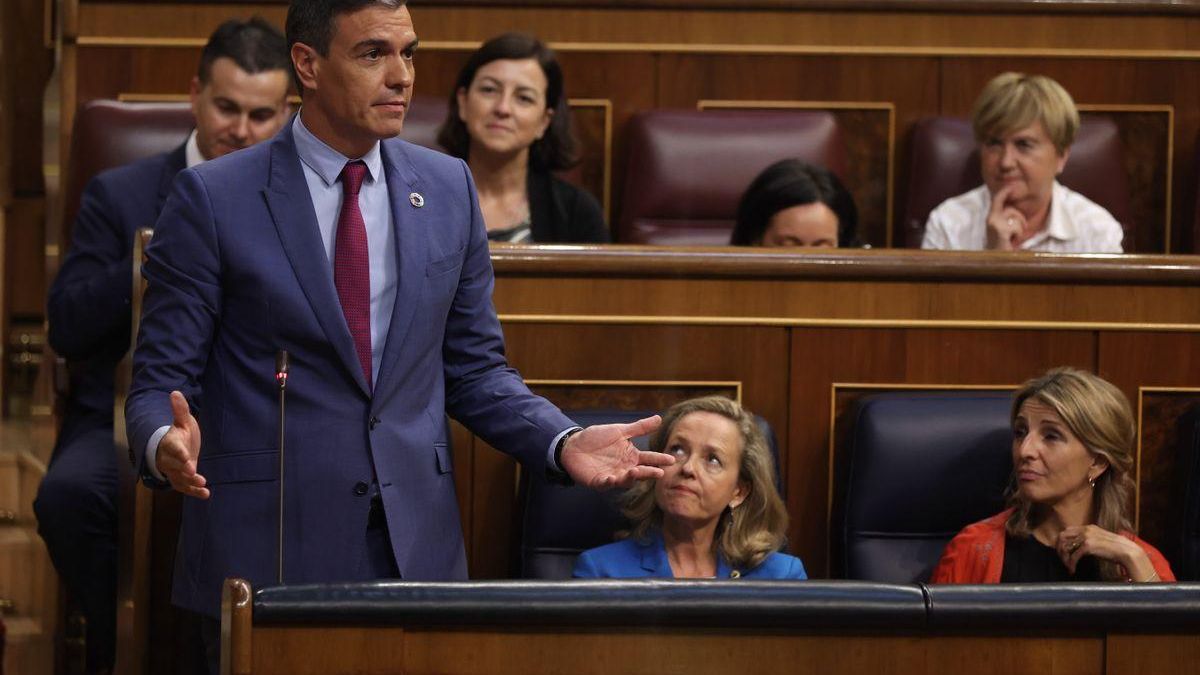 El presidente del Gobierno, Pedro Sánchez, durante el debate del estado de la nación en julio.