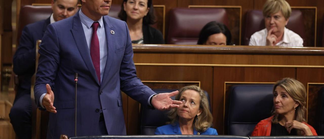 El presidente del Gobierno, Pedro Sánchez, durante el debate del estado de la nación en julio.