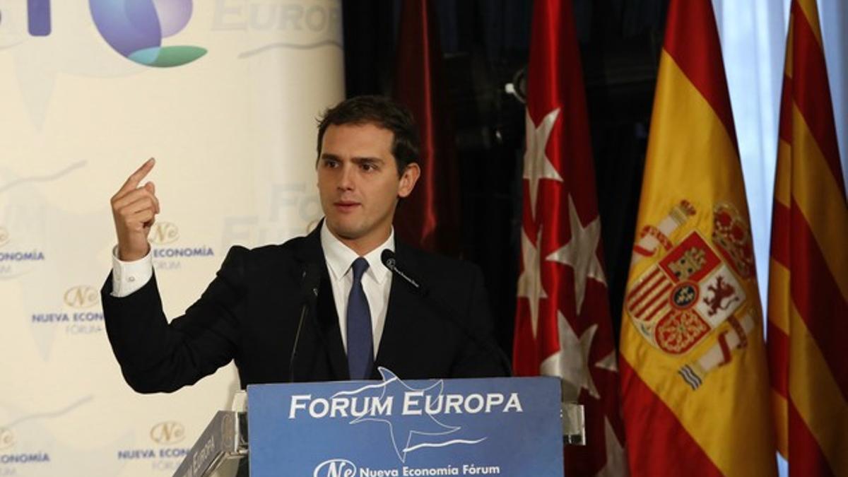 Albert Rivera, durante su intervención en un desayuno informativo.