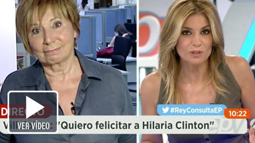 Celia Villalobos y la presentadora de &#039;Espejo Público&#039; Sandra Golpe.