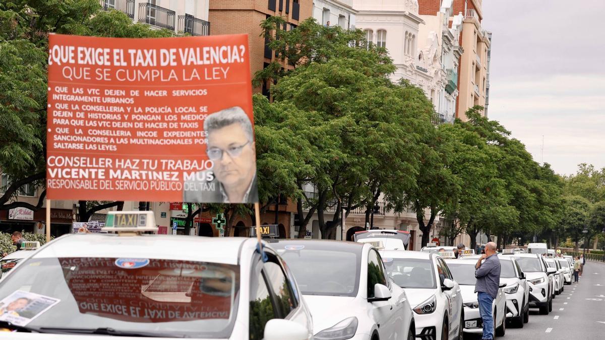 Manifestación de taxistas en València, el pasado 15 de mayo.