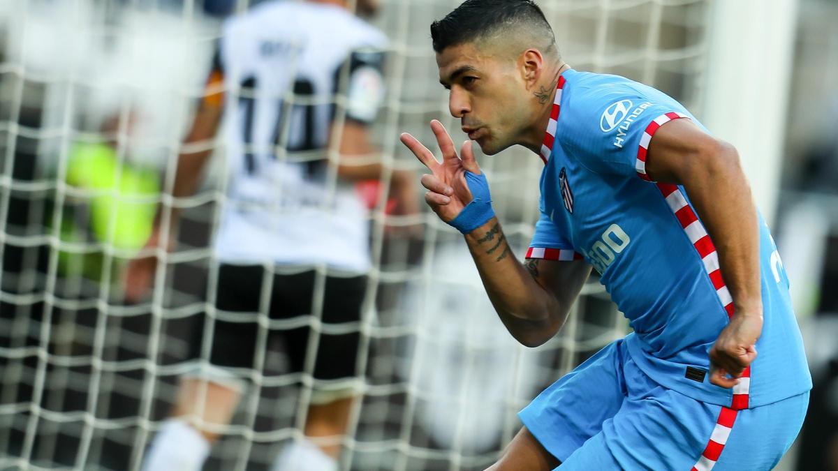 Luis Suárez en un partido con el Atlético de Madrid.