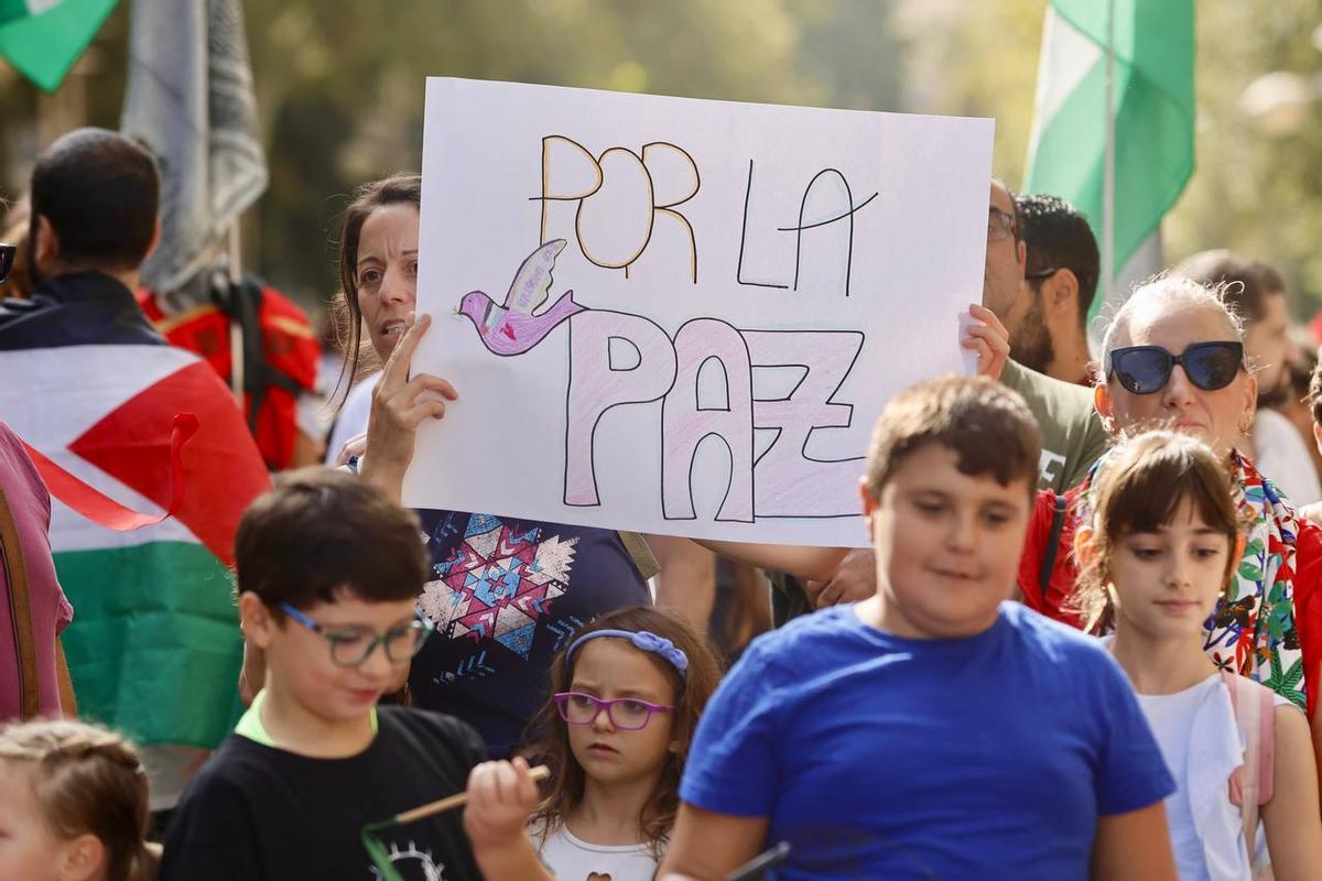 Pancartas mostradas durante la manifestación, este domingo, en Córdoba.